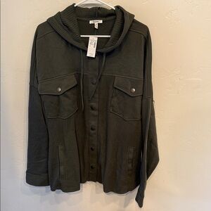 Maurices Olive Hooded Jacket with Button Front